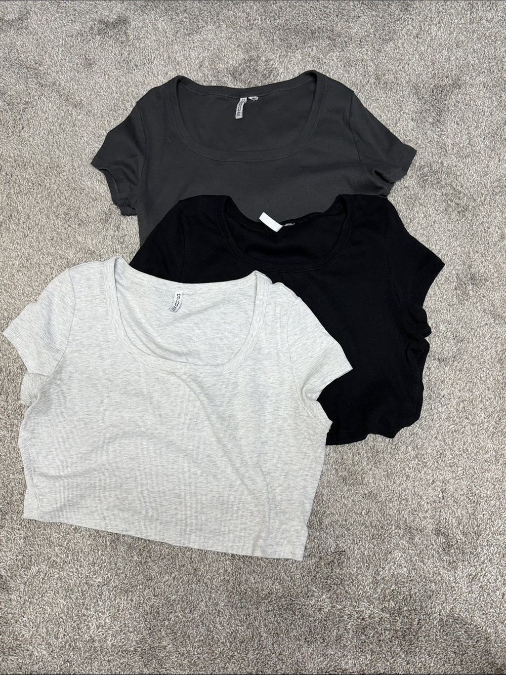H&M Women’s Scoop Neck Basic Tee - Black, Gray, Charcoal